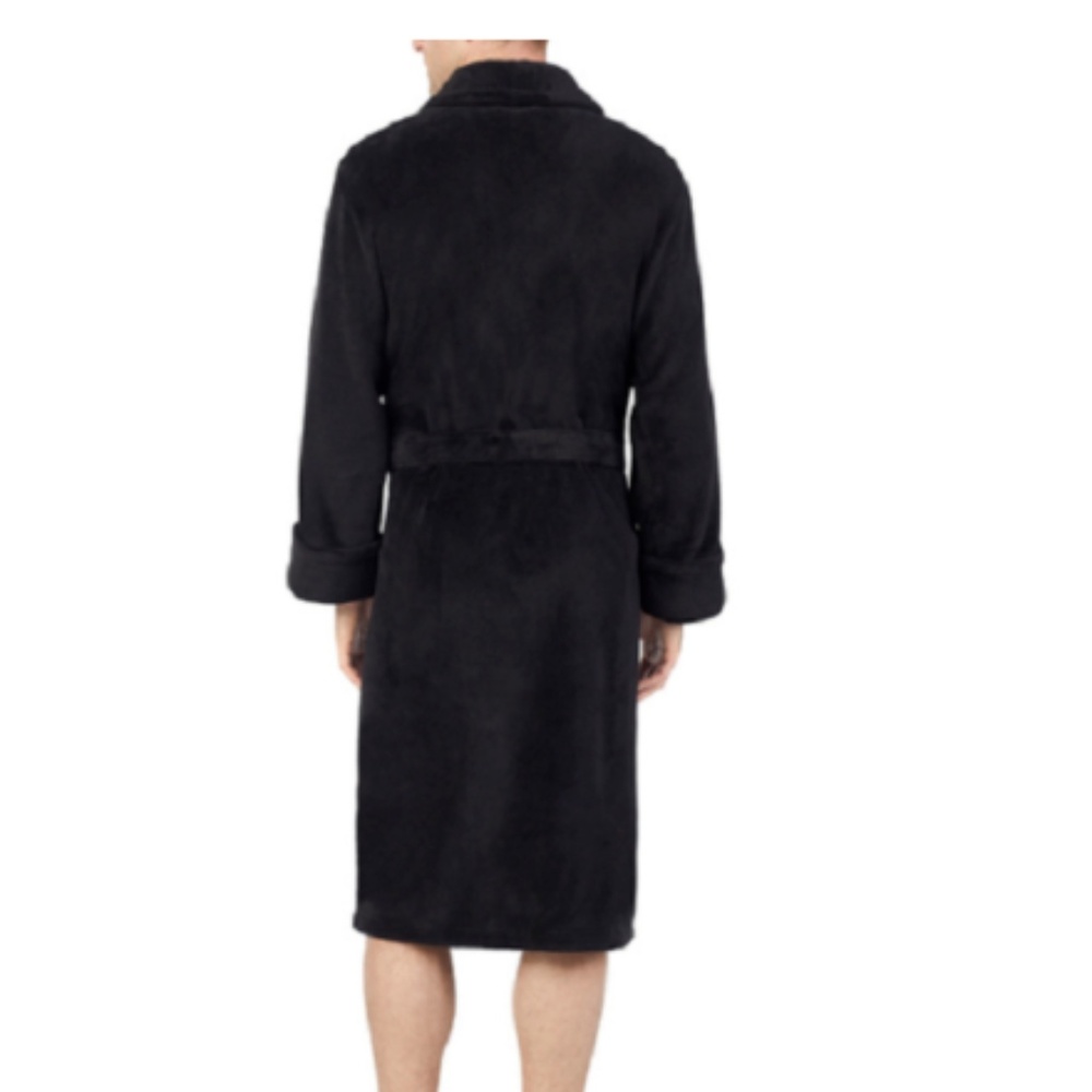 Tommy Bahama Men's Soft Plush Robe, Black - Picture 4 of 7